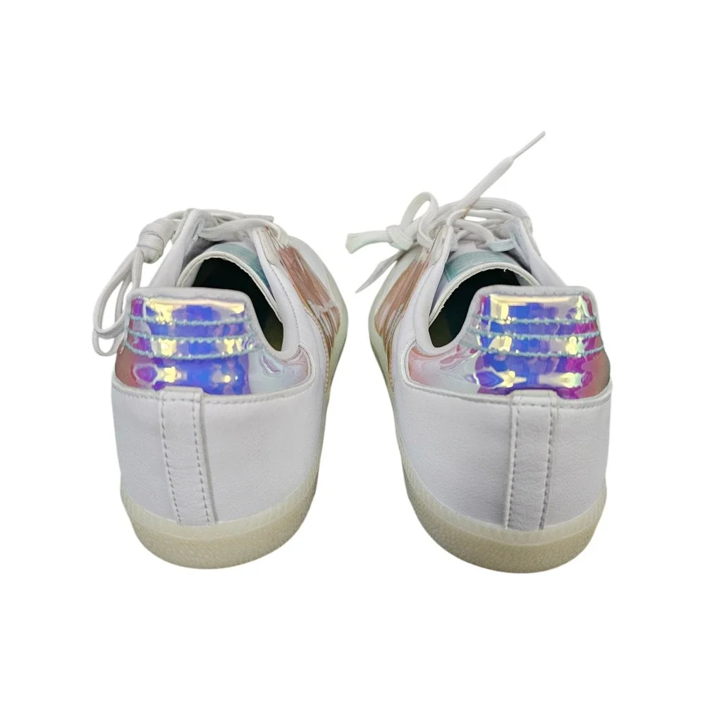 Adidas Mens Samba OG Size 10.5 White Iridescent Holographic Leather Sneakers